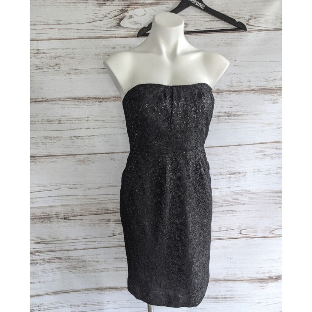 J. Crew Black Tinsel Lace Strapless Dress New sz 4